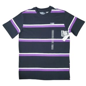 NEFF Sorenson Striped T-Shirt Black Purple White NWT SZ MEDIUM